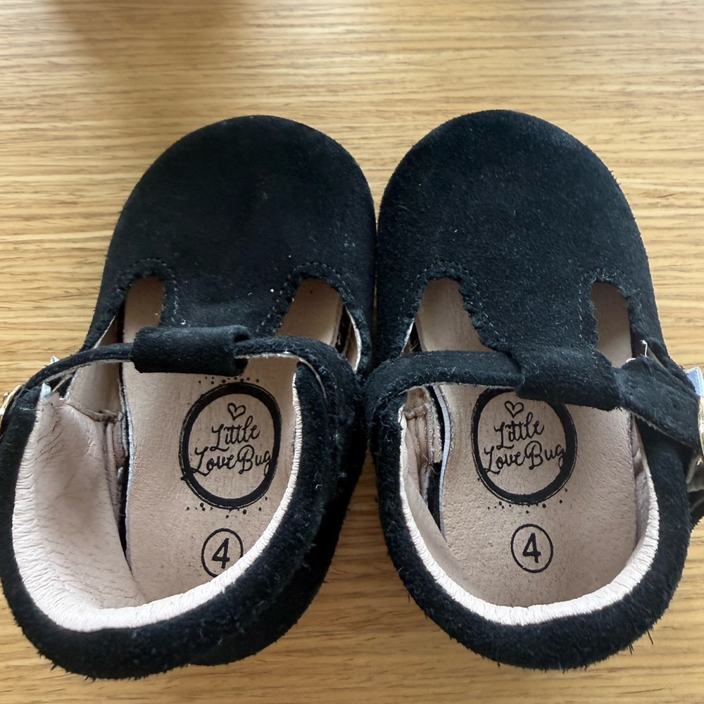 Little Love Bug Black Suede Shoes
